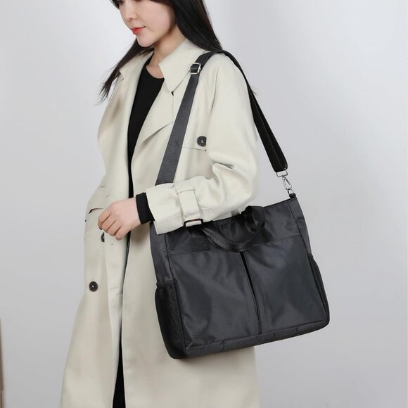 Oxford Canvas Tote Bag for Women & Men Large Waterproof Travel Work Bag with Mul - Picture 6 of 7